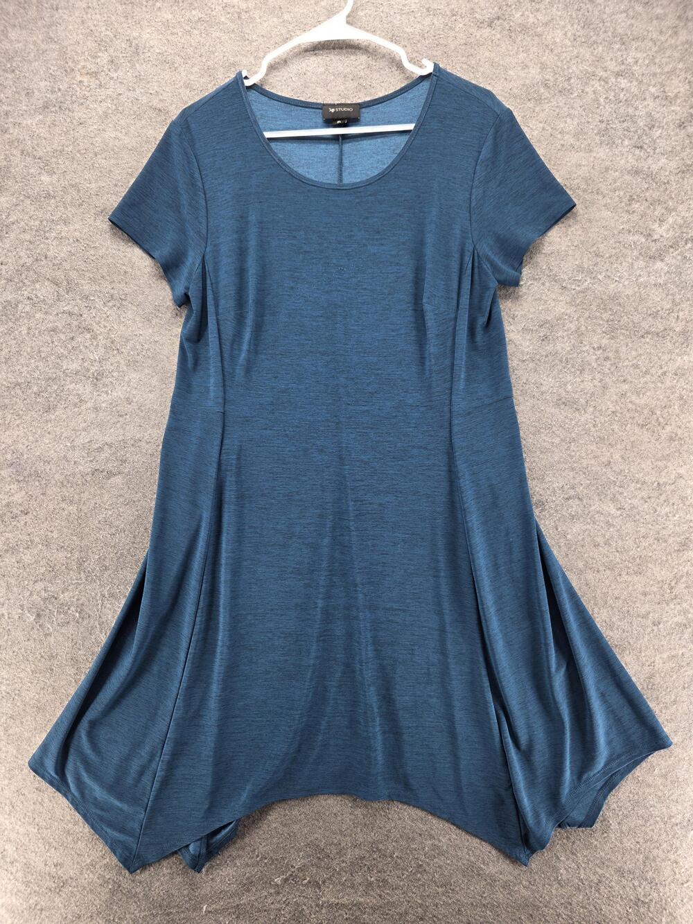 AB Studio Dress Womens XL Blue Trapeze & Swing T-Shirt Knee Length Jersey Casual